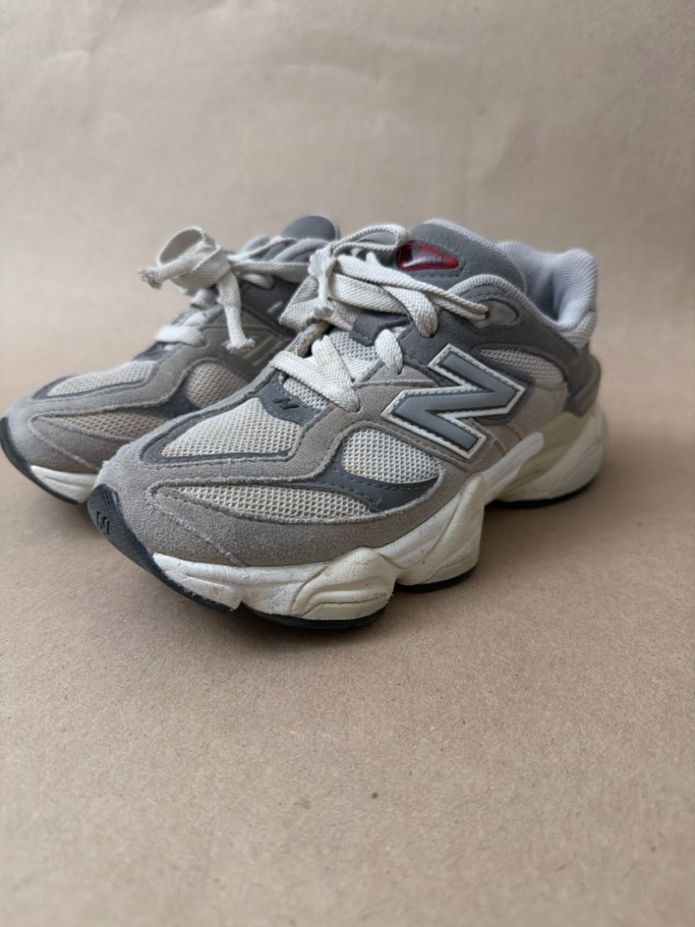 New Balance Kids Light Gray Mesh & Suede Sneakers with White Accents